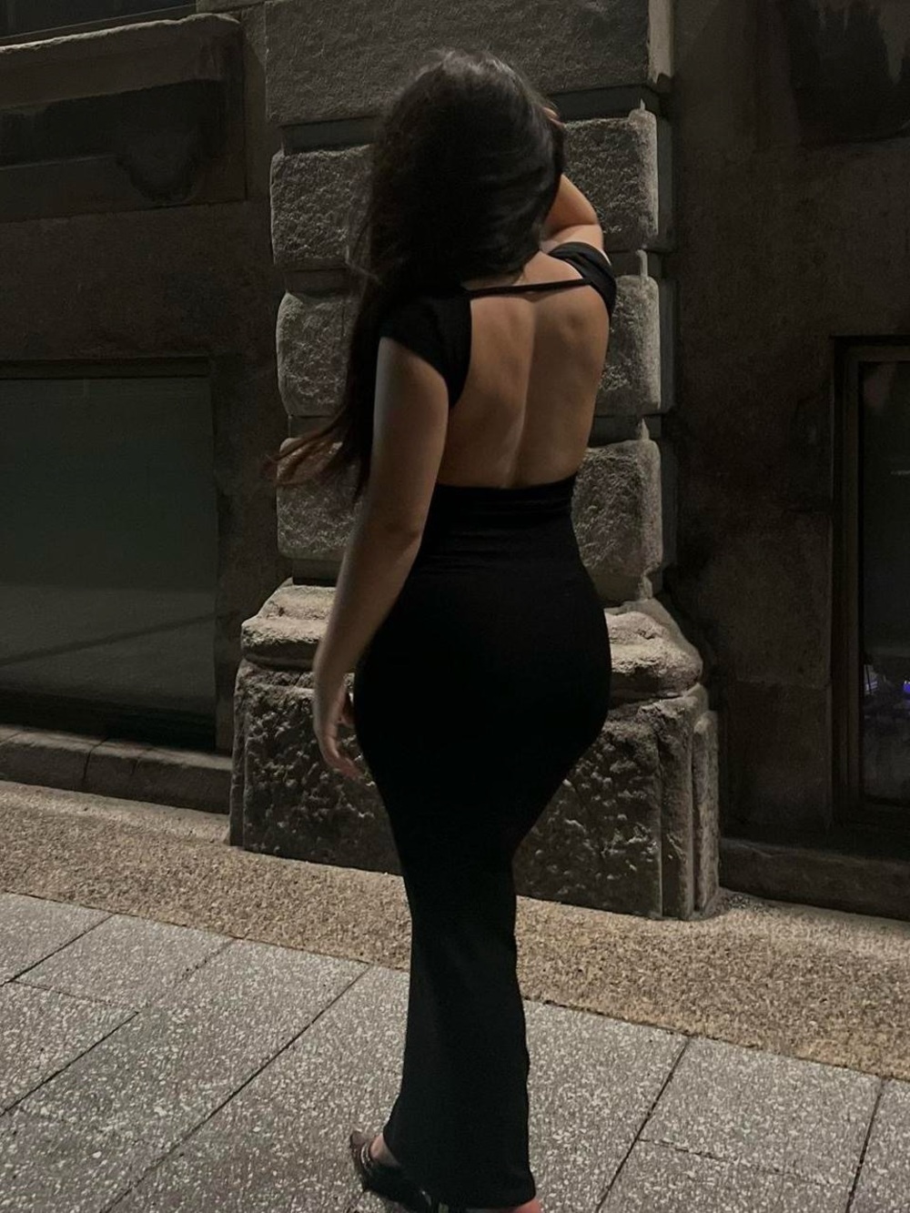 Garage Fitted Long Open Back Dress
